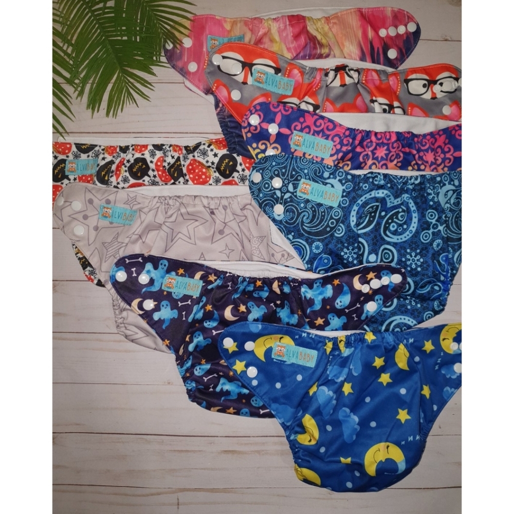 8 Reusable Cloth Pocket Diapers from ALVABABY, Adjustable, Cute, Halloween